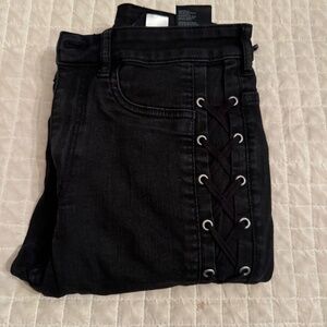 H&M Black Laced Up Skinny Jeans
